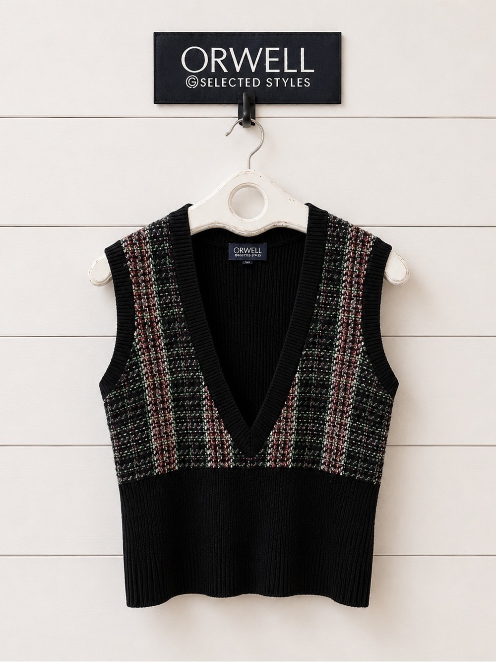 ORWELL Black Tweed Knit Vest Size 8